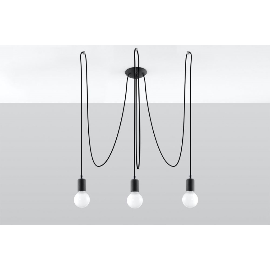 Пендел EDISON 3 3xE27/60W/230V паяк черен