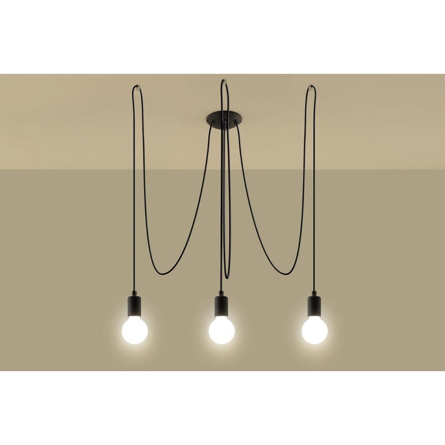 Пендел EDISON 3 3xE27/60W/230V паяк черен
