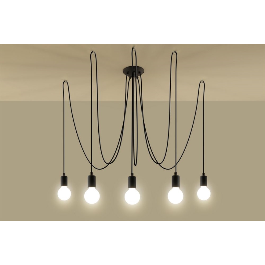 Пендел EDISON 5 5xE27/60W/230V паяк черен