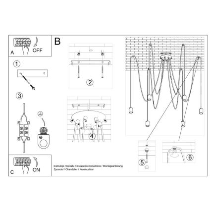 Пендел EDISON 5 5xE27/60W/230V паяк черен