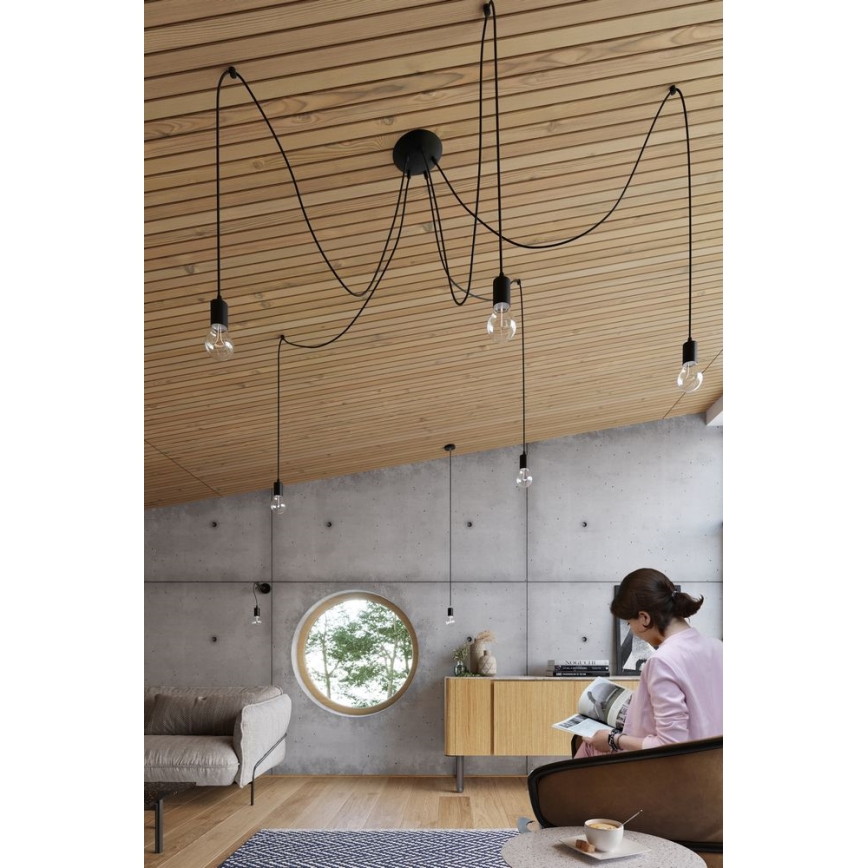 Пендел EDISON 5 5xE27/60W/230V паяк черен