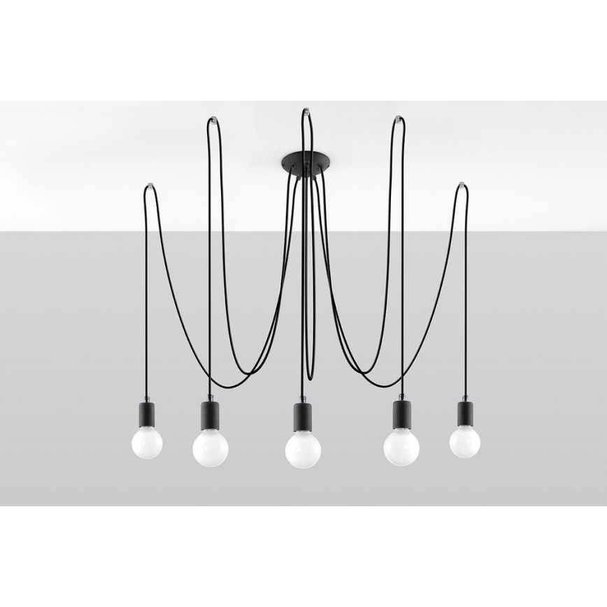 Пендел EDISON 5 5xE27/60W/230V паяк черен