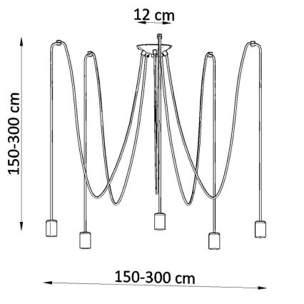 Пендел EDISON 5 5xE27/60W/230V паяк черен