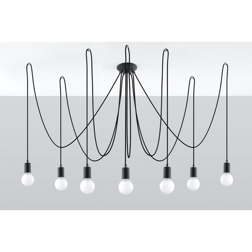 Пендел EDISON 7 7xE27/60W/230V паяк черен