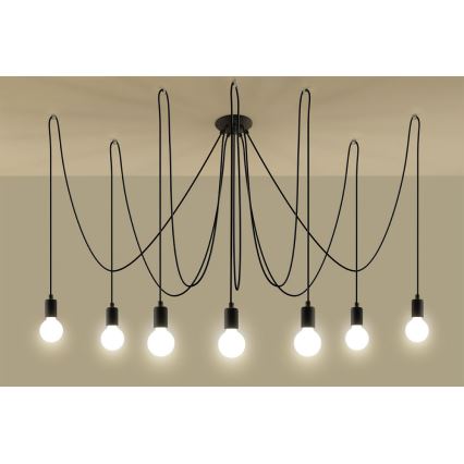 Пендел EDISON 7 7xE27/60W/230V паяк черен