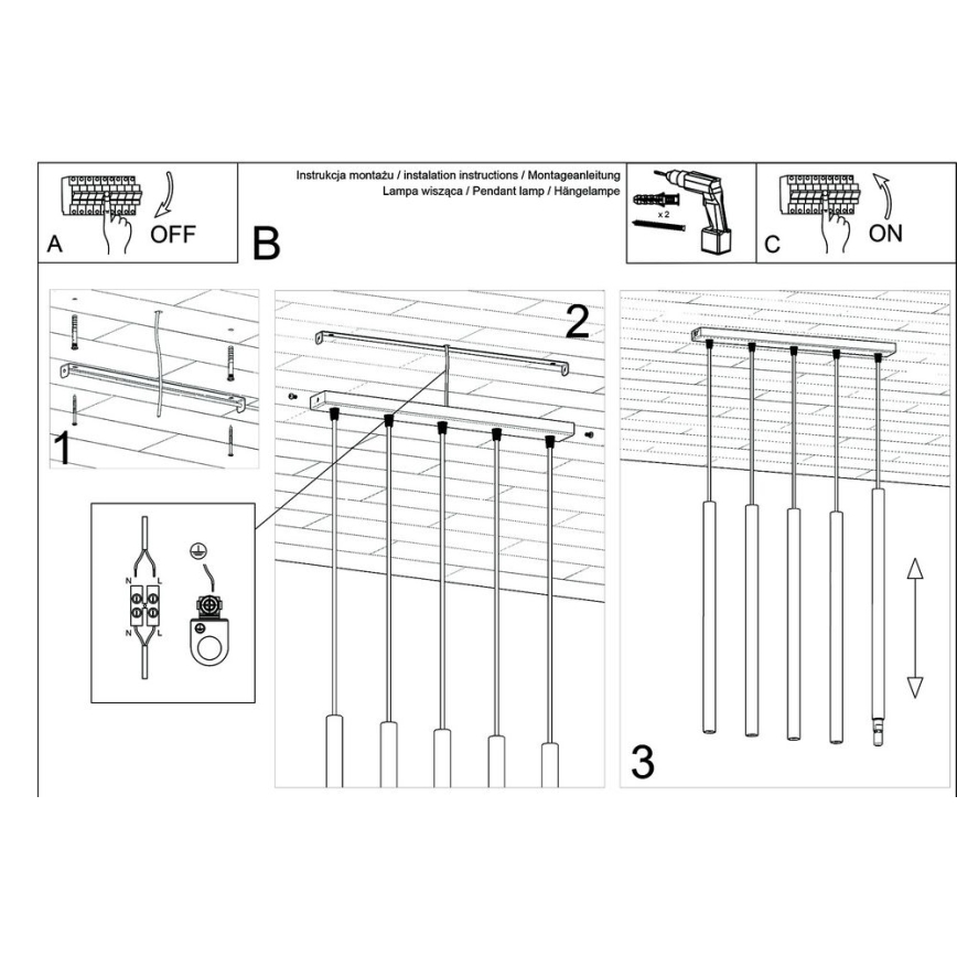 Пендел PASTELO 5xG9/8W/230V бял