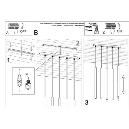 Пендел PASTELO 5xG9/8W/230V черен