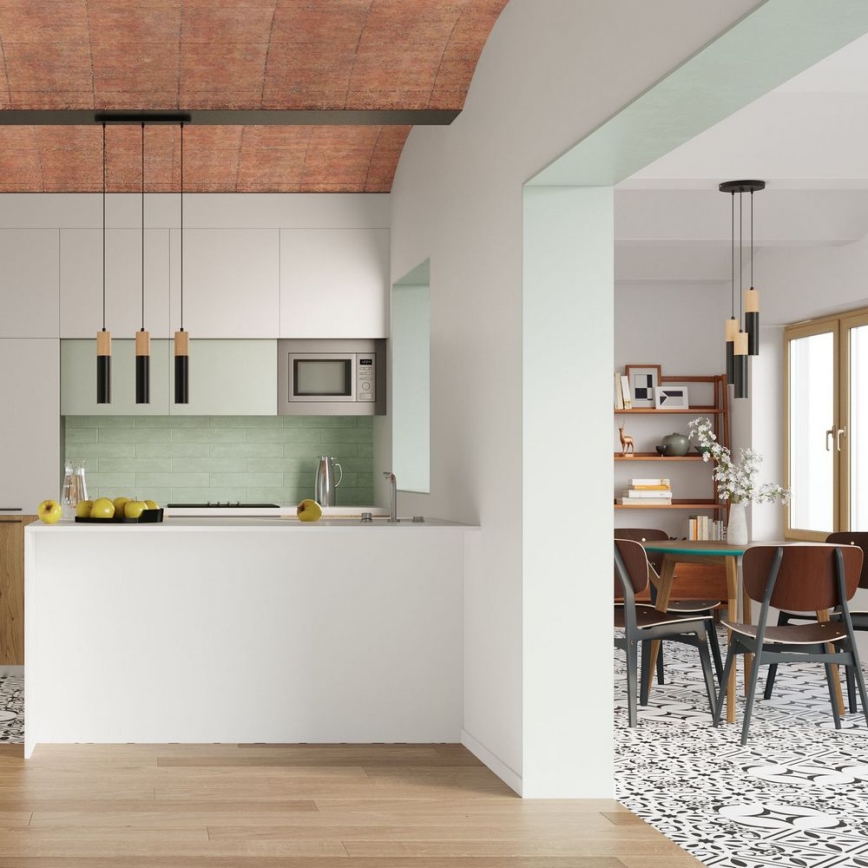 Пендел PABLO 1xGU10/40W/230V черен/бук