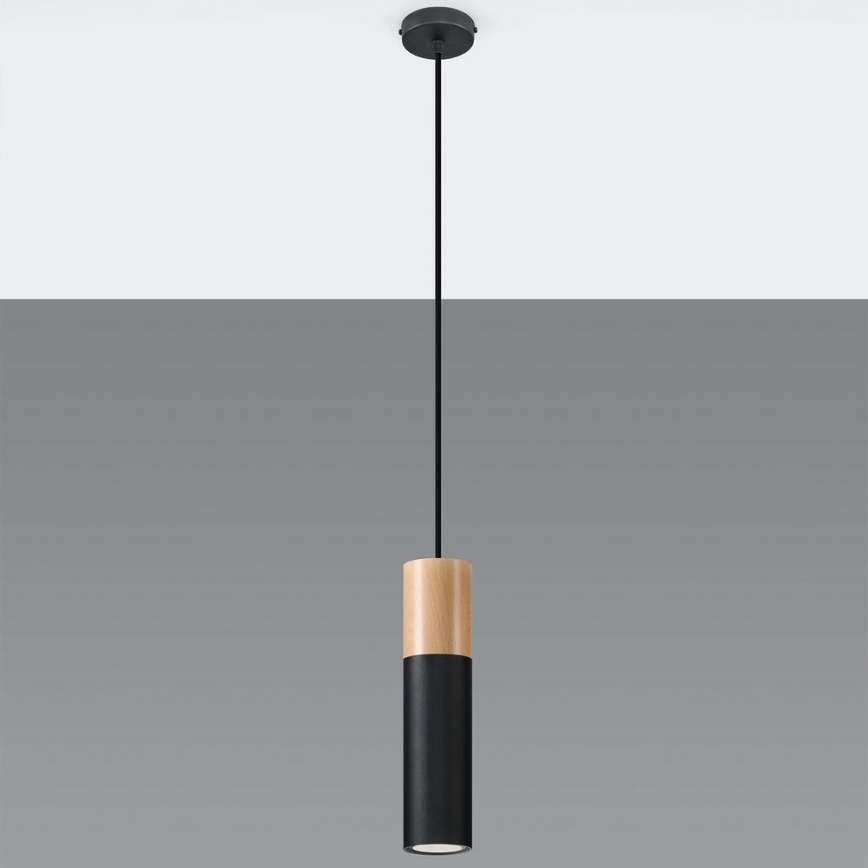 Пендел PABLO 1xGU10/40W/230V черен/бук