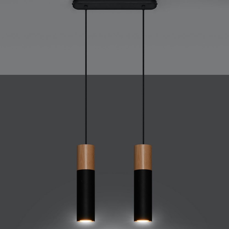 Пендел PABLO 2xGU10/40W/230V черен/бук