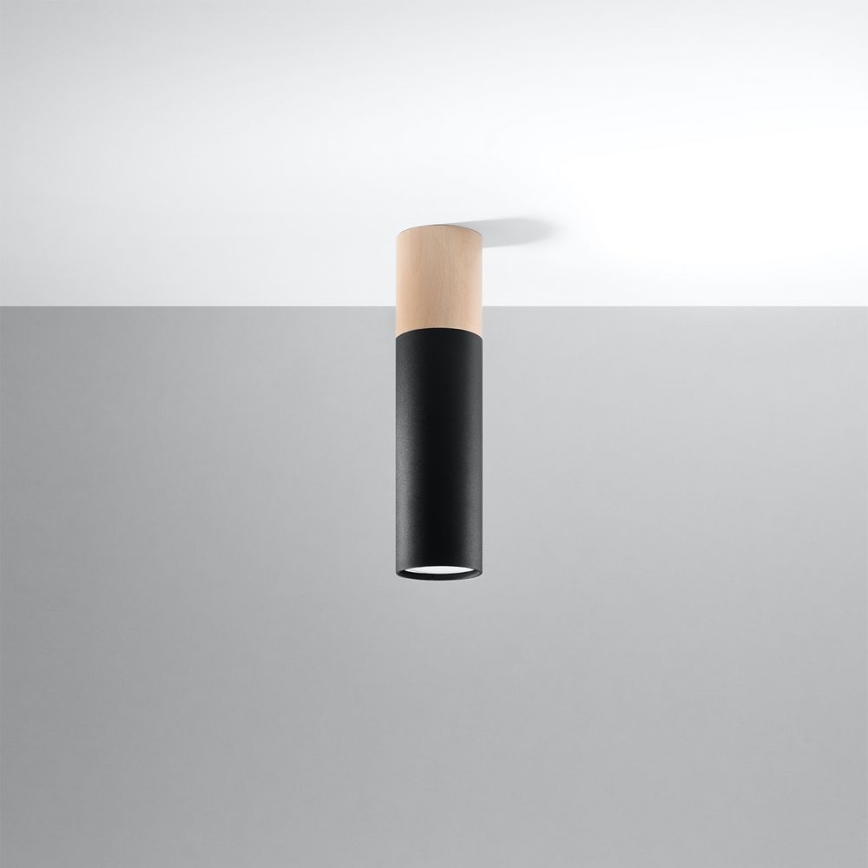 Плафон PABLO 1xGU10/40W/230V черен/бук