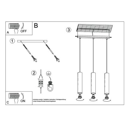 Полилей висящ на кабел LINO 3xGU10/40W/230V