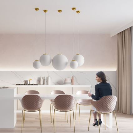 Полилей на кабел TOYA 1xE27/60W/230V Ø 30 см бял/златист