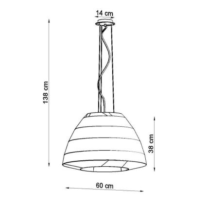Висящ полилей BELLA 3xE27/60W/230V ⌀ 60см бял