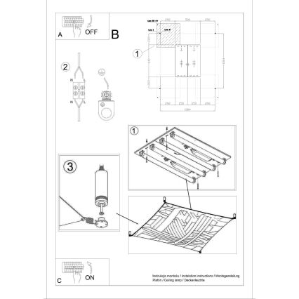 LED таванно осветително тяло LUNA 4xG13/8,5W/230V 10,5x10,5 cm бяло