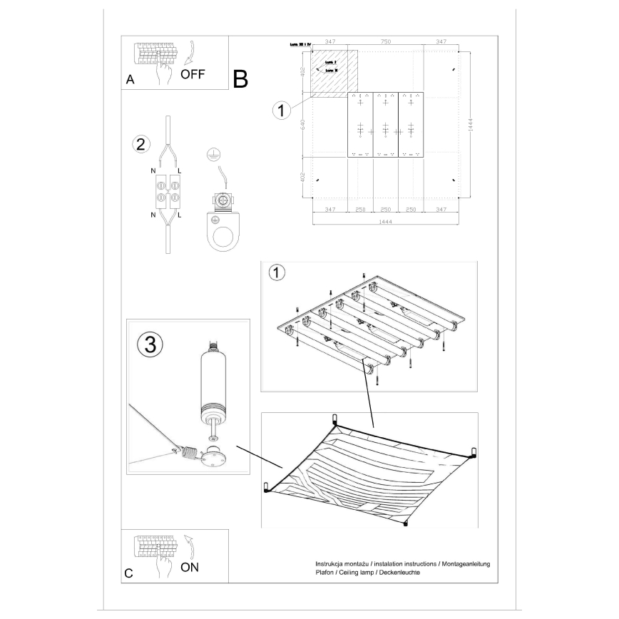 LED таванно осветително тяло LUNA 6xG13/8,5W/230V 14x14 см бяло