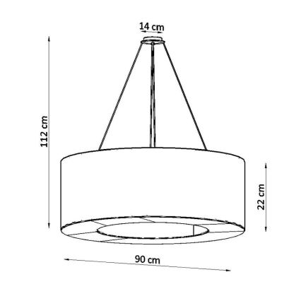 Висящ полилей SATURNO 8xE27/60W/230V ⌀ 90см бял