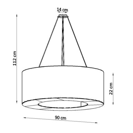 Висящ полилей SATURNO 8xE27/60W/230V ⌀ 90см черен