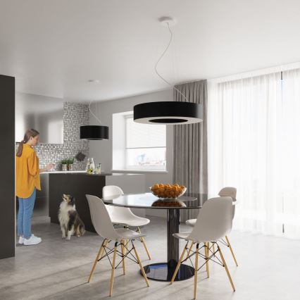 Висящ полилей SATURNO 8xE27/60W/230V ⌀ 90см черен