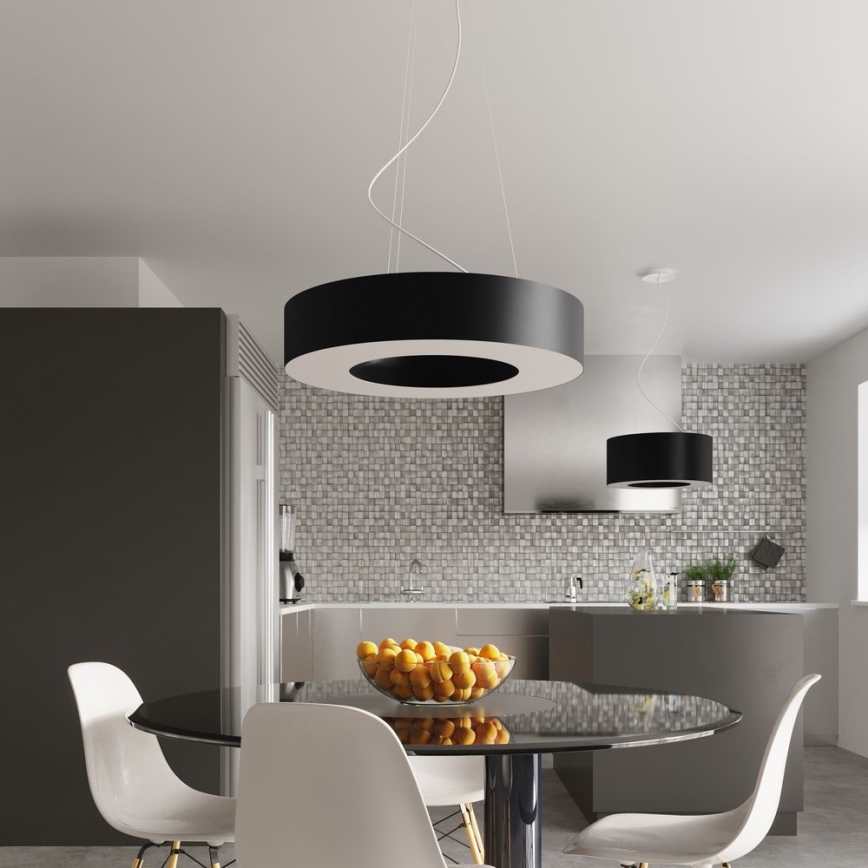 Висящ полилей SATURNO 8xE27/60W/230V ⌀ 90см черен