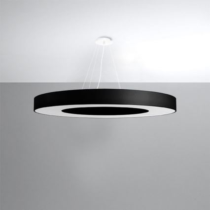 Висящ полилей SATURNO SLIM 8xE27/60W/230V ⌀ 90см черен