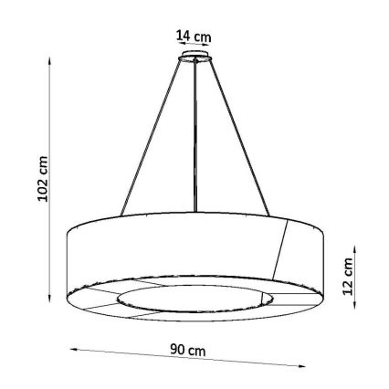 Висящ полилей SATURNO SLIM 8xE27/60W/230V ⌀ 90см черен