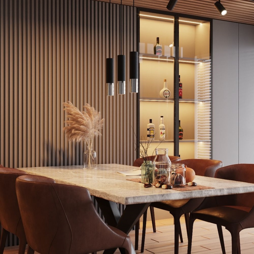 Пендел LOOPEZ 1xGU10/10W/230V черен/лъскав хром