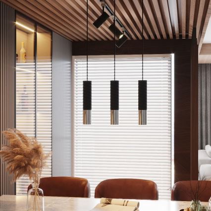 Пендел LOOPEZ 1xGU10/10W/230V черен/лъскав хром