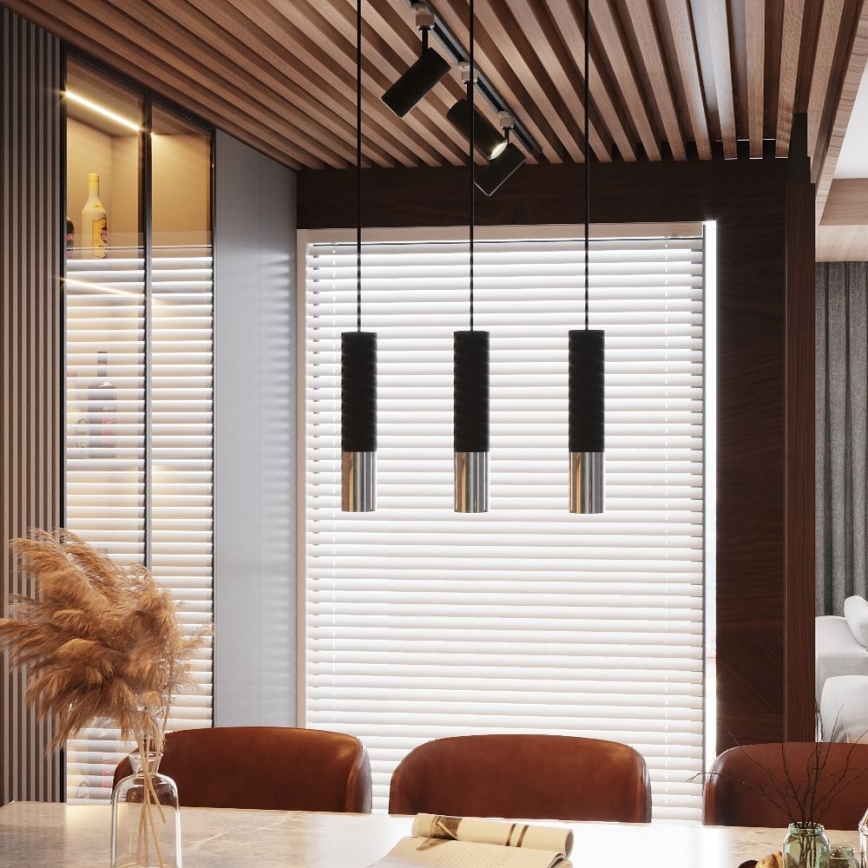 Пендел LOOPEZ 1xGU10/10W/230V черен/лъскав хром