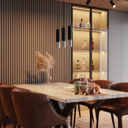 Пендел LOOPEZ 2xGU10/10W/230V черен/лъскав хром