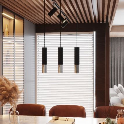 Пендел LOOPEZ 2xGU10/10W/230V черен/лъскав хром