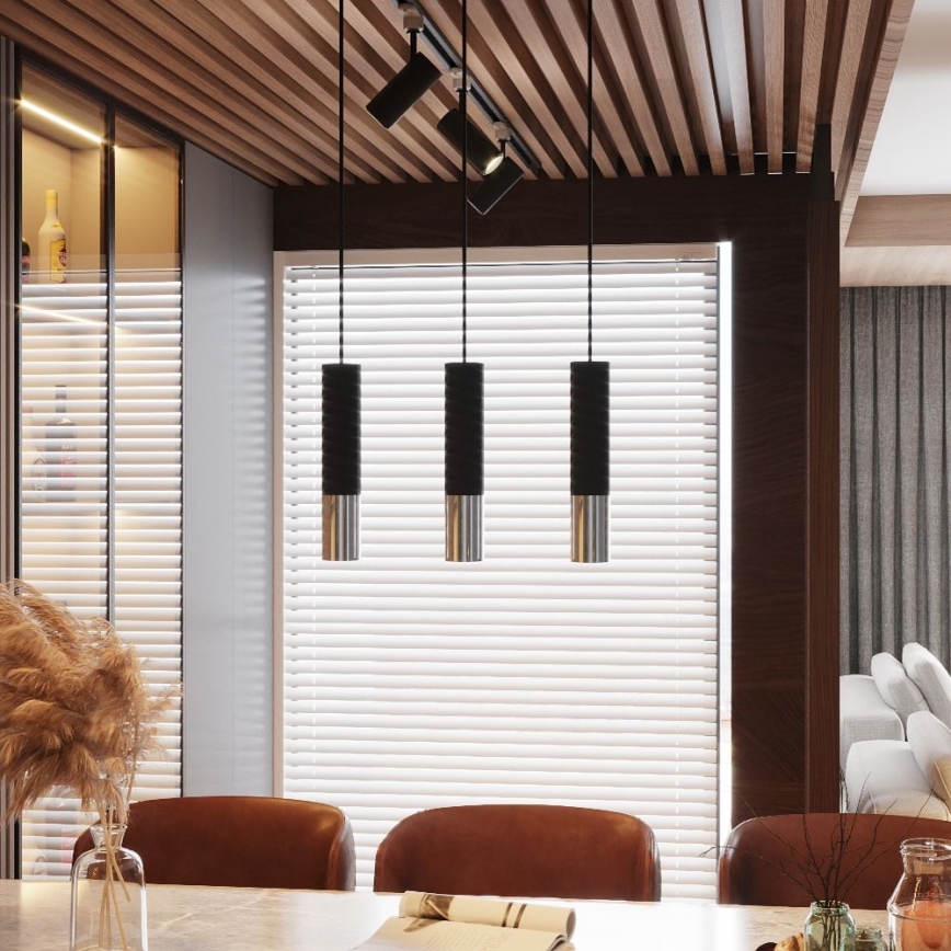 Пендел LOOPEZ 2xGU10/10W/230V черен/лъскав хром