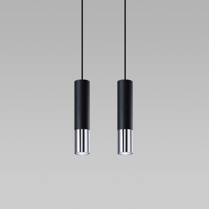 Пендел LOOPEZ 2xGU10/10W/230V черен/лъскав хром