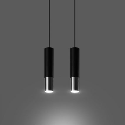 Пендел LOOPEZ 2xGU10/10W/230V черен/лъскав хром