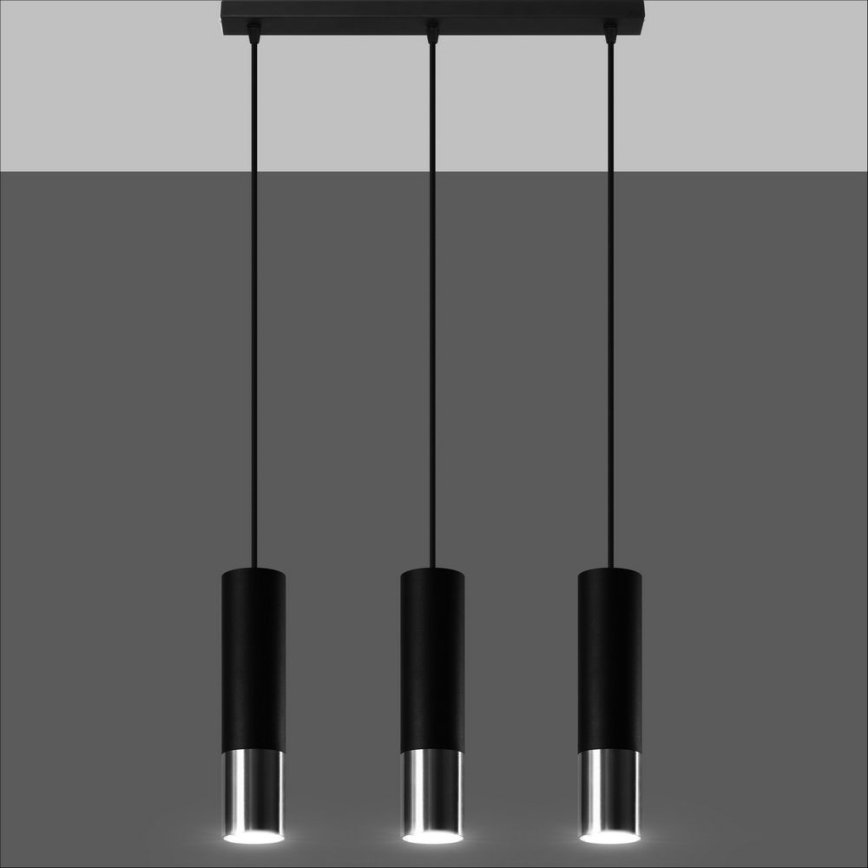 Пендел LOOPEZ 3xGU10/10W/230V черен/лъскав хром