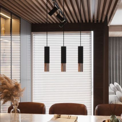 Пендел LOOPEZ 1xGU10/10W/230V черен/меден