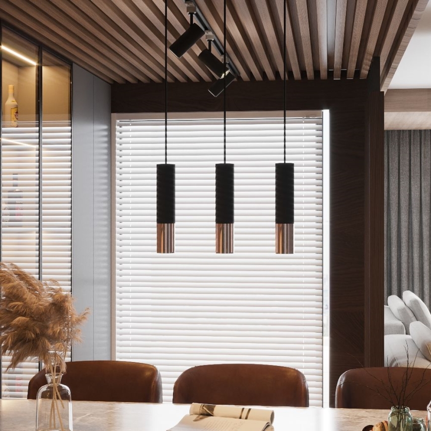 Пендел LOOPEZ 1xGU10/10W/230V черен/меден