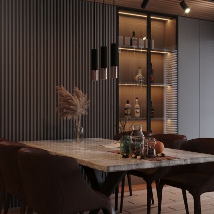 Пендел LOOPEZ 3xGU10/10W/230V черен/меден