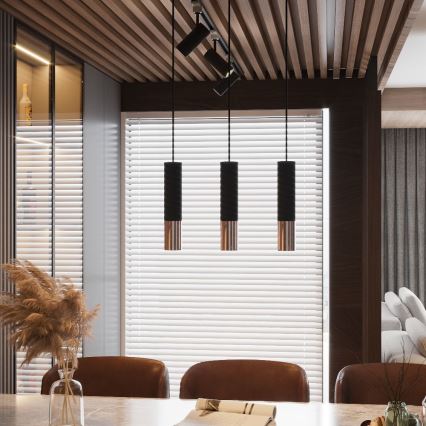 Пендел LOOPEZ 3xGU10/10W/230V черен/меден