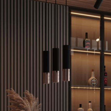 Пендел LOOPEZ 3xGU10/10W/230V черен/меден