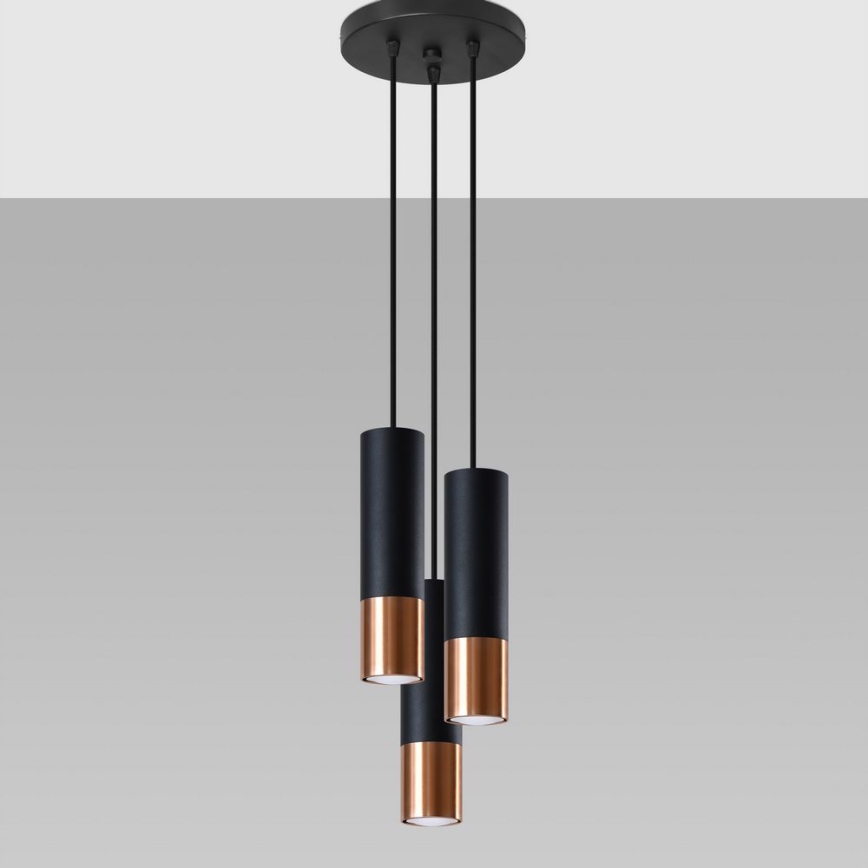 Пендел LOOPEZ 3xGU10/10W/230V кръгла черен/меден