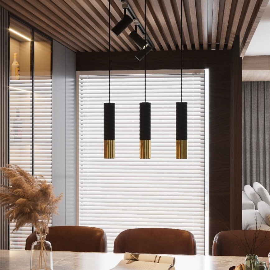 Висящ полилей LOOPEZ 1xGU10/40W/230V черен/златист