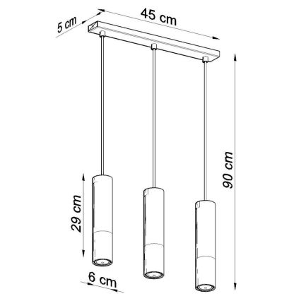 Пендел LOOPEZ 3xGU10/10W/230V черен/златист