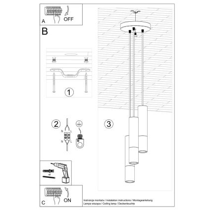 Пендел LOOPEZ 3xGU10/10W/230V кръгла черен/златист