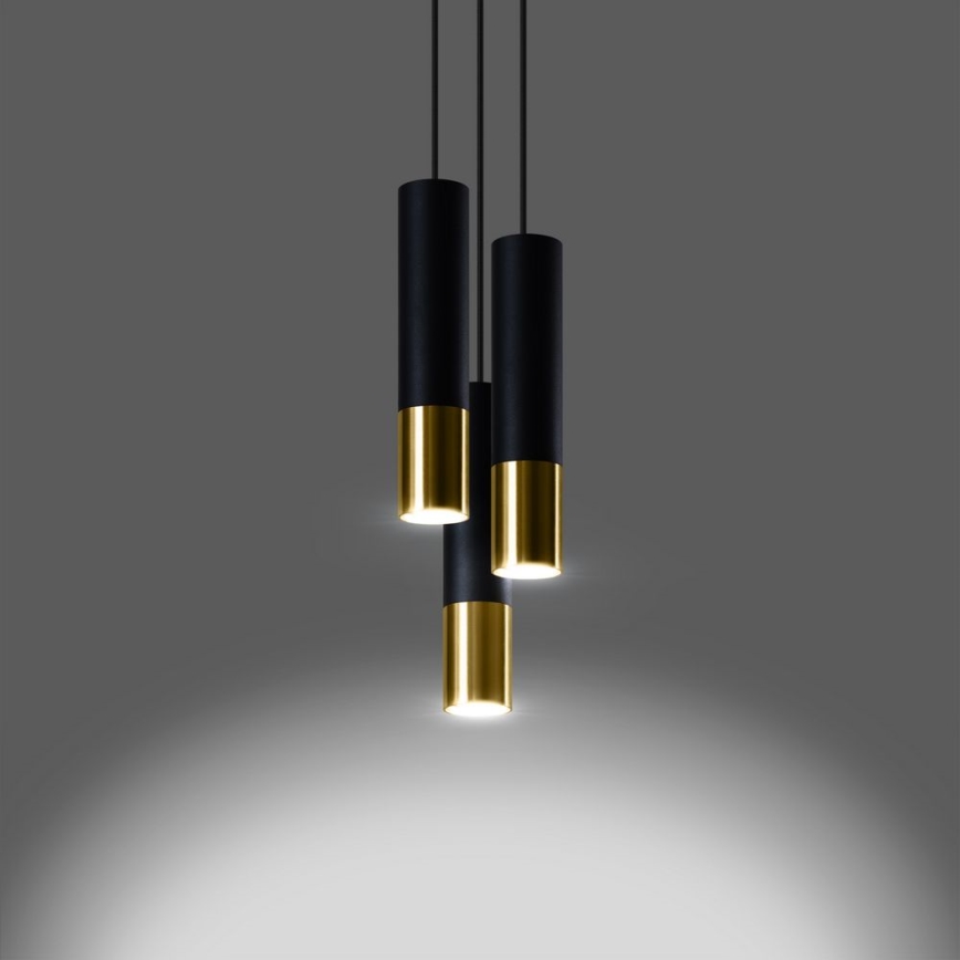 Пендел LOOPEZ 3xGU10/10W/230V кръгла черен/златист