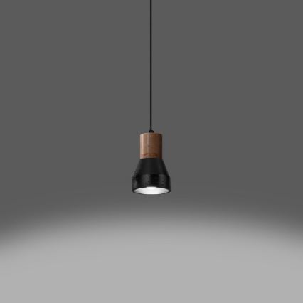 Пендел QUBIC 1xE27/60W/230V бетон/Бреза/бук/черен