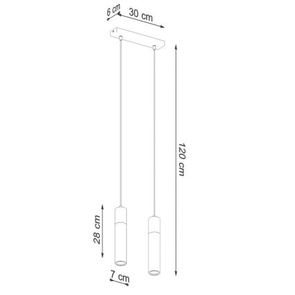 Пендел ZANE 2xGU10/40W/230V бетон/Бреза/бук