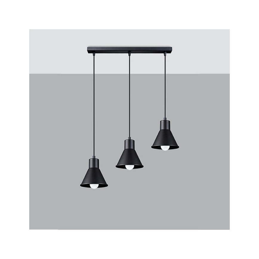 Висящ полилей TALEJA 3xE27/60W/230V черен