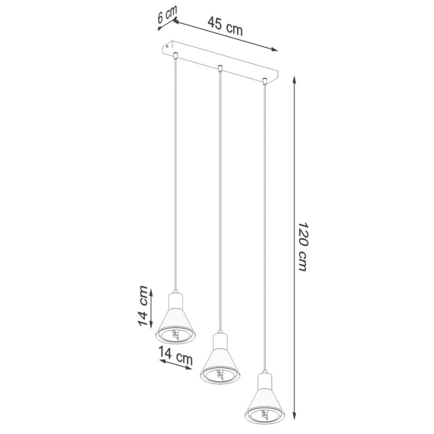 Висящ полилей TAZILA 3xES111/60W/230V бял