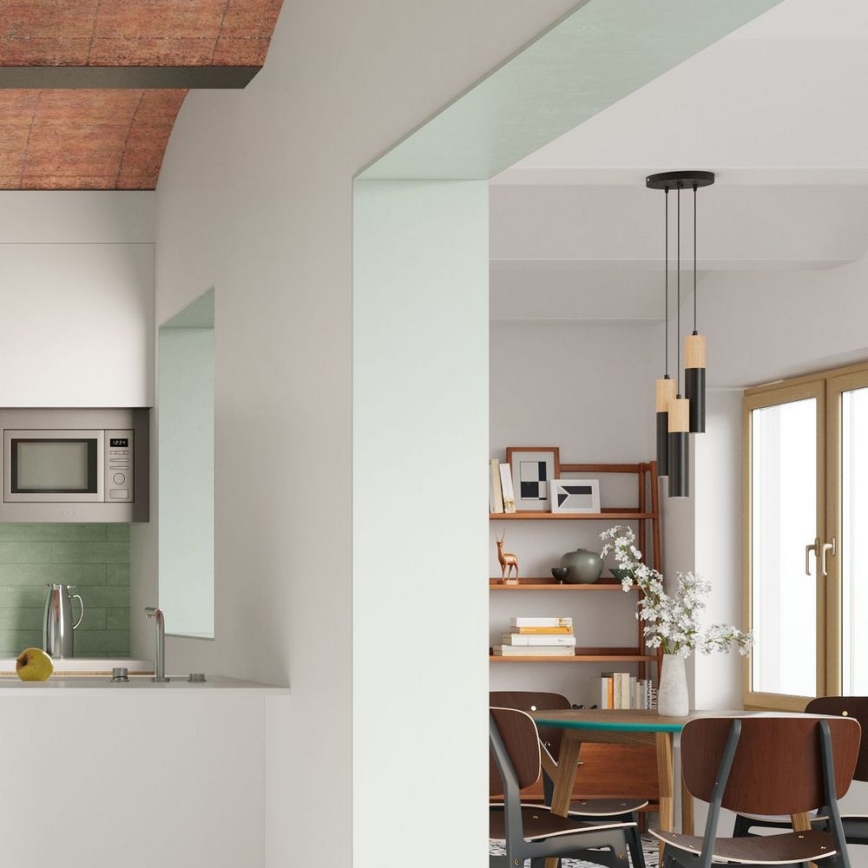 Пендел PABLO 3xGU10/40W/230V черен/бук